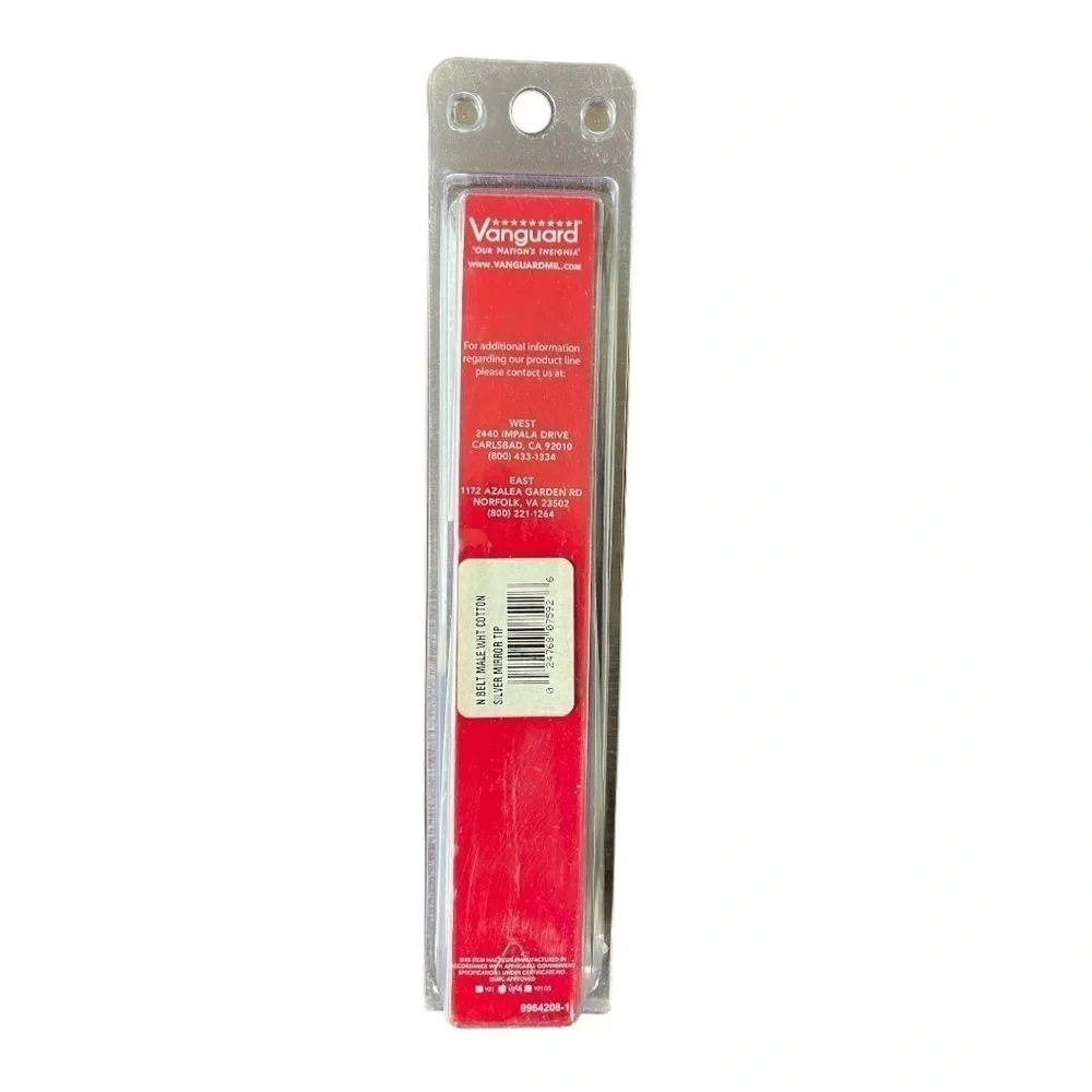 Vanguard White Cotton Men’s Uniform Belt with Silver Tip
